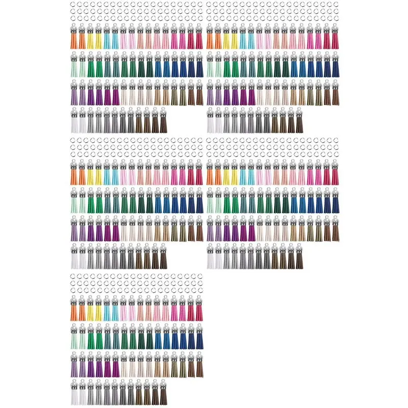 

【CHRISTMAS 】600Pcs Keychain Tassels Kit Leather Tassel Charms And Jump Rings For Jewelry Making, Keychain, Bracelets And DIY Cra