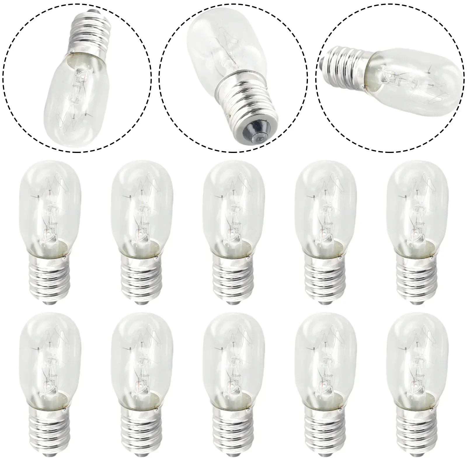 

10pcs E14 Salt Lamp Globe Bulb 15W 220V-240V Vintage Incandescent Bulbs Refrigerator Oven Light Bulbs Replacement Pygmy Bulbs