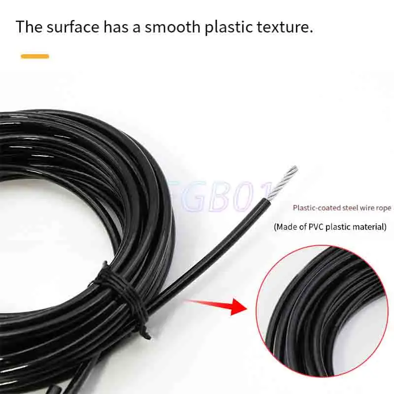 Adjustable Stainless Steel Wire Rope Lock Picture Hanger Set Colored Coated Cable Clothesline Accessories Soft Wire 2mm 0.5M 1M