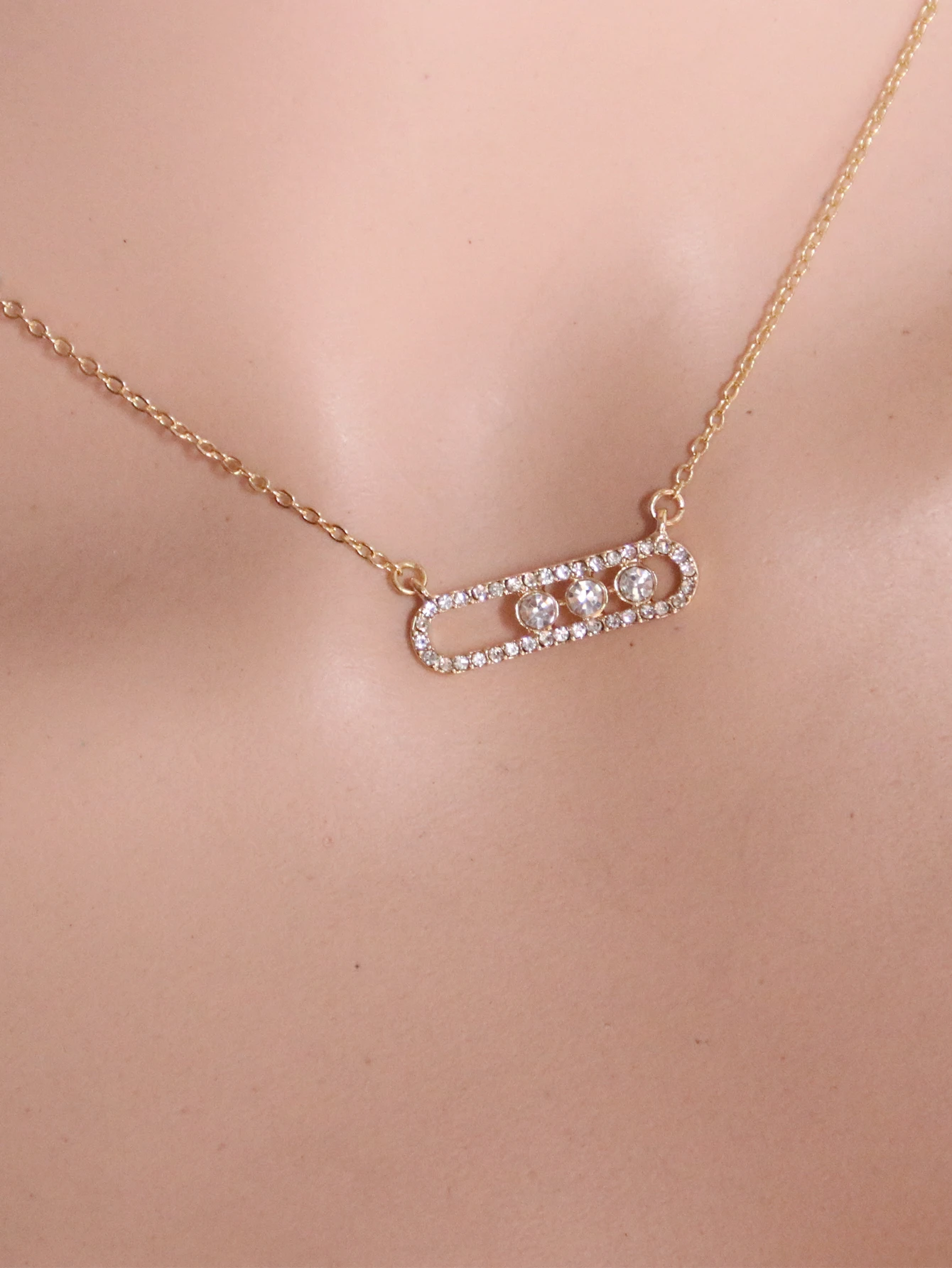 Fashion Oblong Crystal Love Pendant Necklace For Women