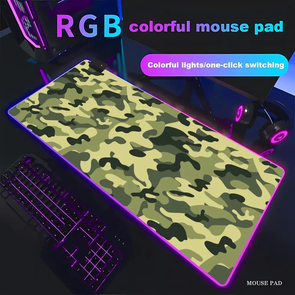 

Geometric Camouflage Colorful Mouse Pad RGB Gaming Mouse Pad HD Gamer Large LED Light XXL MousePads PC Computer pad Non-slip