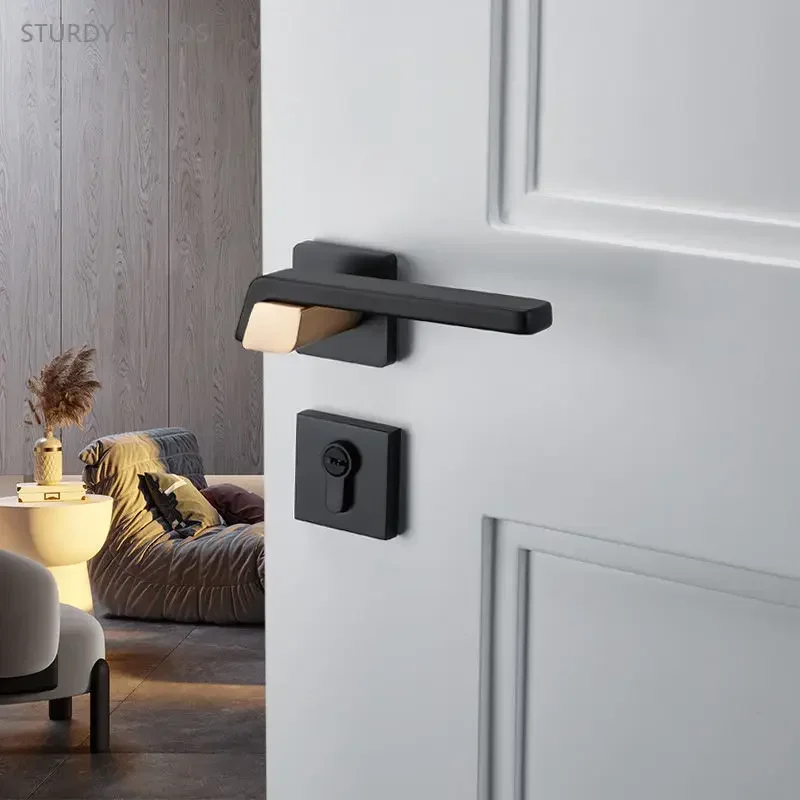 1 set di serrature silenziose in lega di alluminio stile europeo maniglie per porte da camera da letto per interni minimaliste set di serrature divise, incluse le chiavi