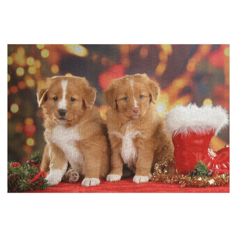 Eend Toller Honden Puppy Kerst Puzzel Legpuzzel Houten Naam Aangepast Speelgoed Voor Kinderen Hout Naam Dier Puzzel