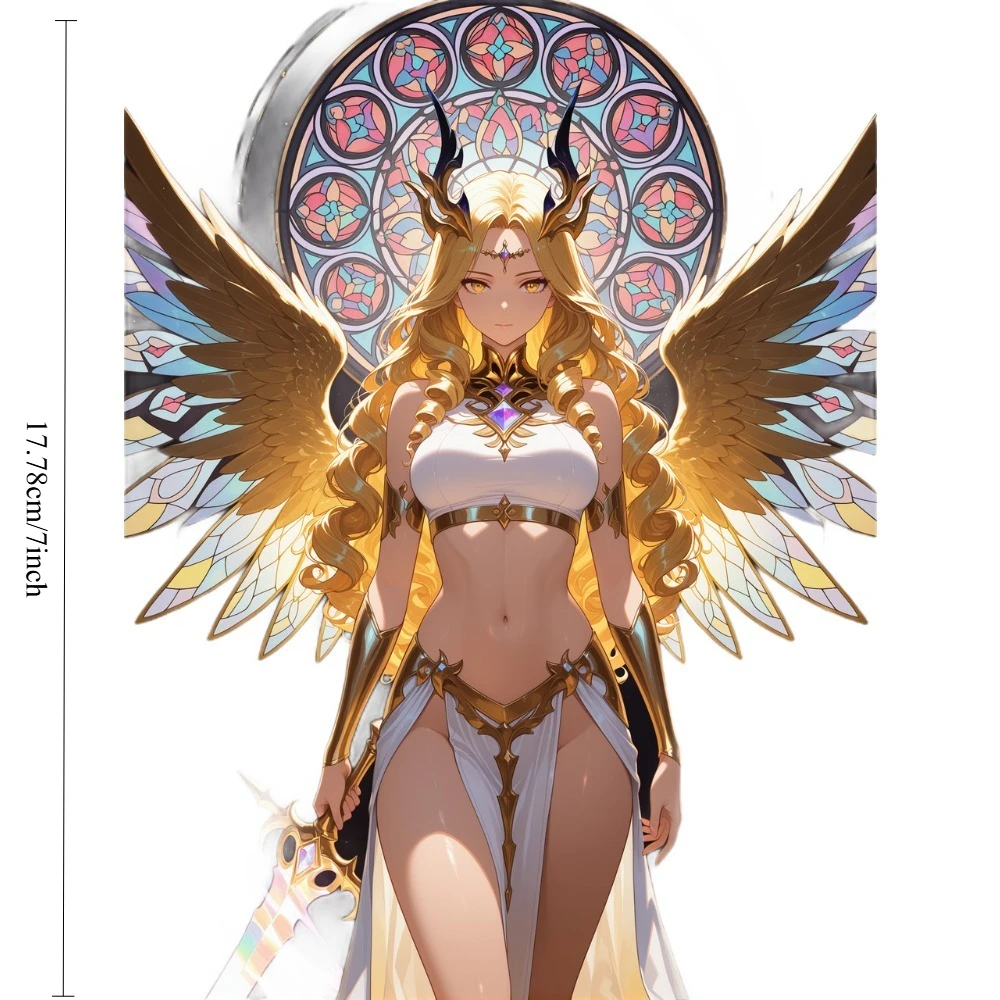 angel with sword sticker, vinyl car decal, waterproof sticker, 2d flat vinyl, motorcycle helmet sticker