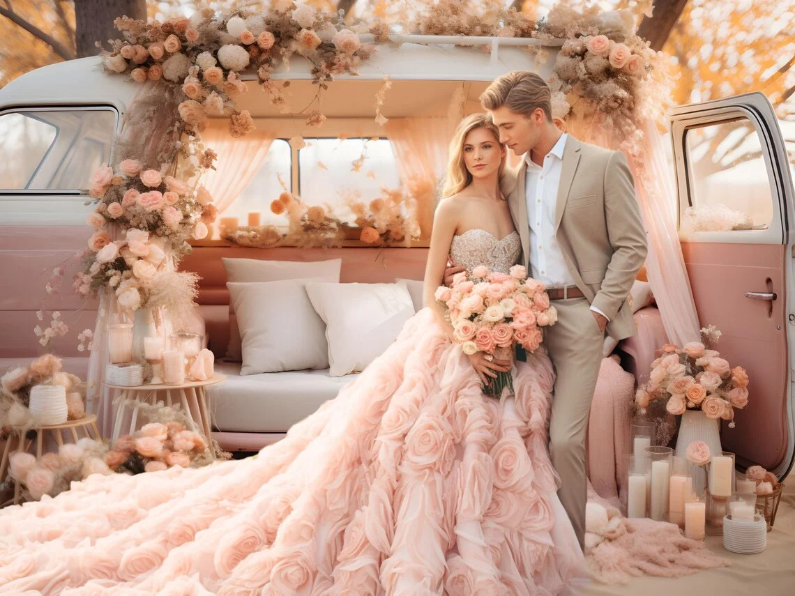 Mehomond Fotografie Hintergrund Valentinstag Boho rosa Blumen Auto Kinder Geburtstag Hochzeit Porträt Dekor Hintergrund Fotostudio