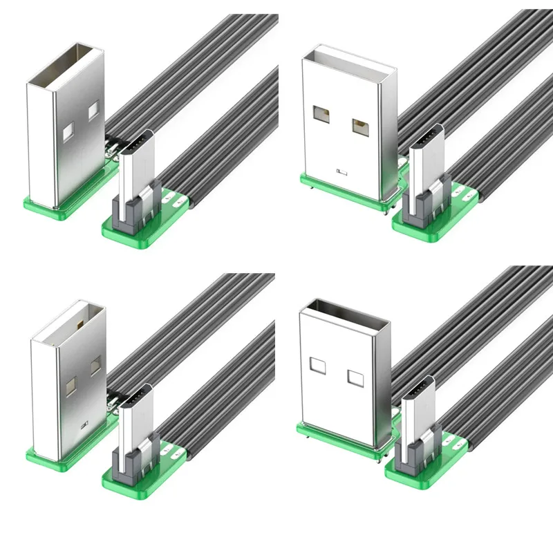 5CM-200CM Super Flat Flexible Up & Down & Left & Right Angled 90 Degree USB Micro USB Male to USB Male charging Data Cable