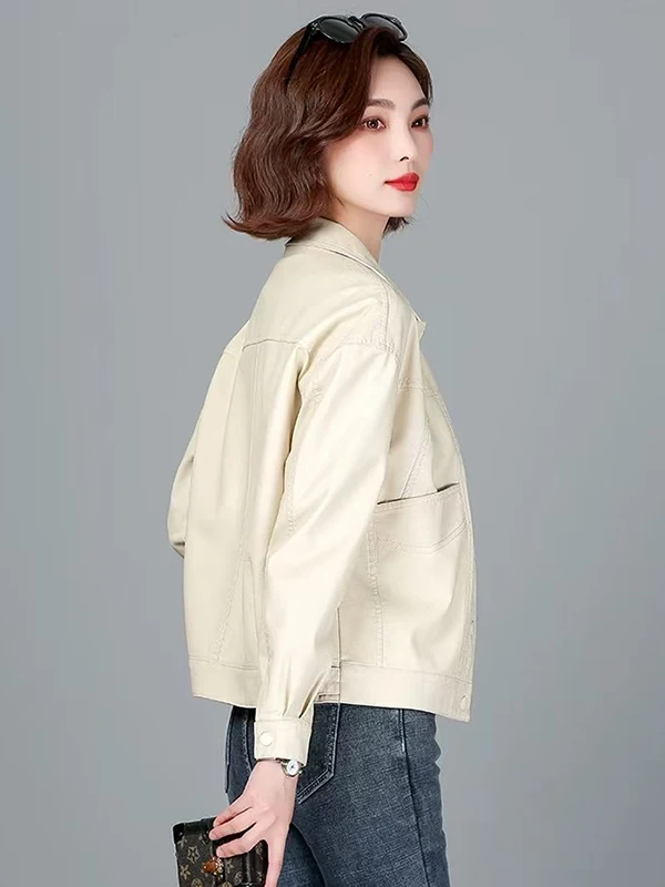 

Ning Genuine Leather Jaet Women's ort Sle 2025 Spring Autumn New Loose Korean Version eepskin Coat