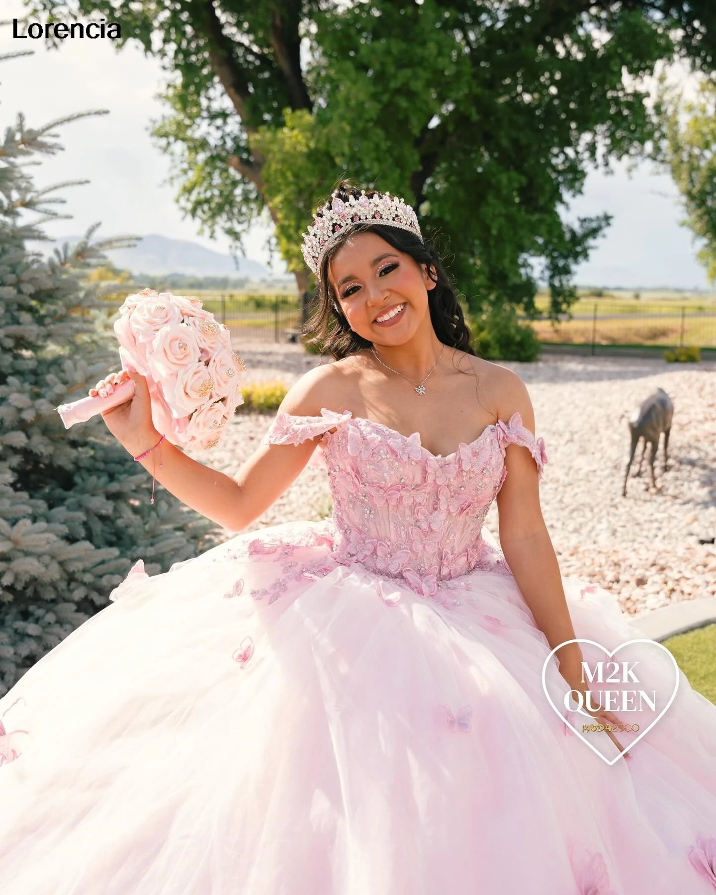 فستان Quinceanera وردي مكسيكي مخصص فستان حفلة على شكل فراشة مزين بالخرز مشد حلو 16 فيستدوس دي 15 أنيو YQD895