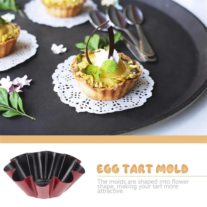 4Pcs Non-stick Tart Quiche Flan Pan Mold Pie Pizza Cake Mold Cupcake Egg Tart Tartlet Baking Mold Muffin Cup Pizza Pan Bakeware