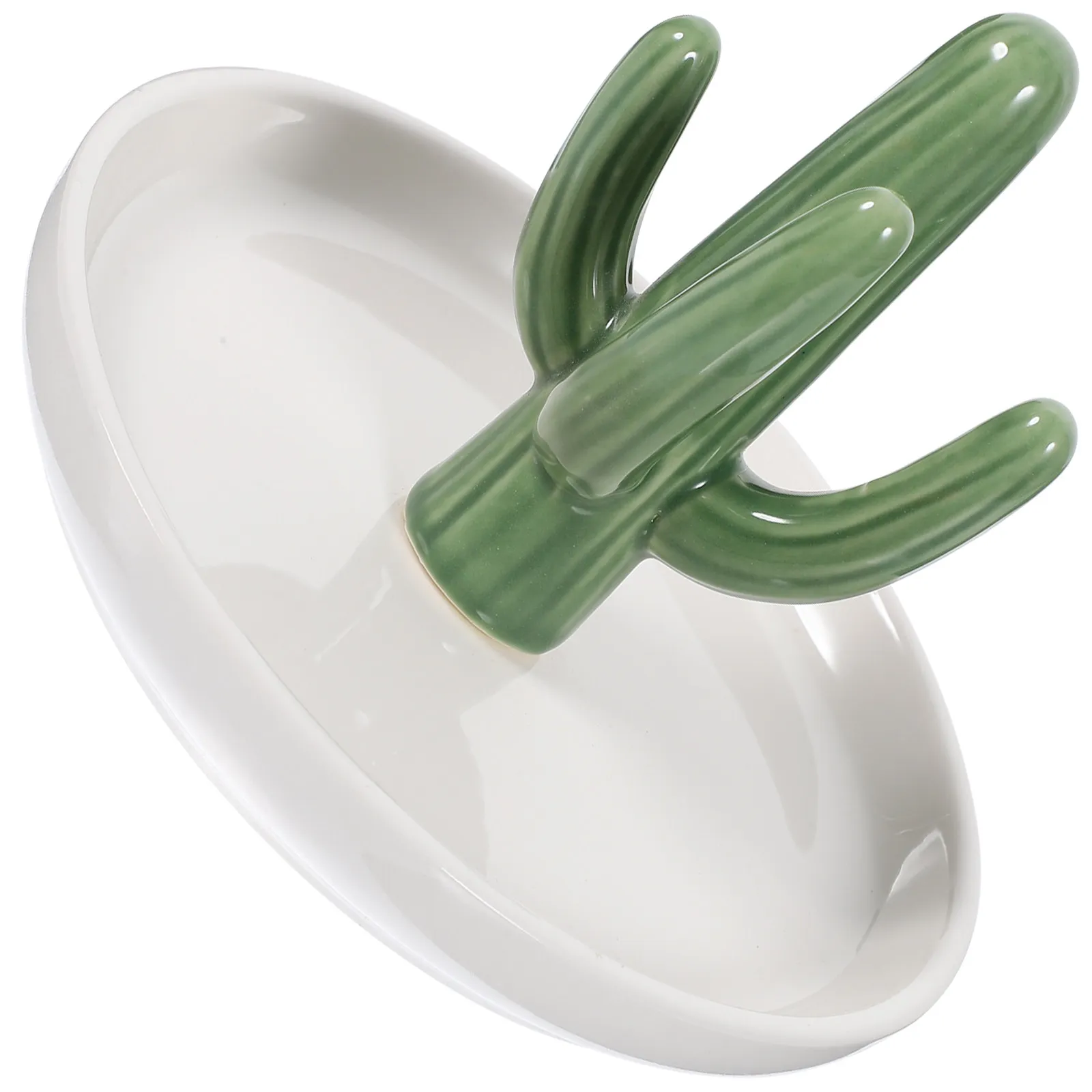 

Керамический поднос для украшений с гладкими краями, в стиле кактусов, подставка для демонстрации украшений, органайзер для хранения ожерелий и серег, настольный декор