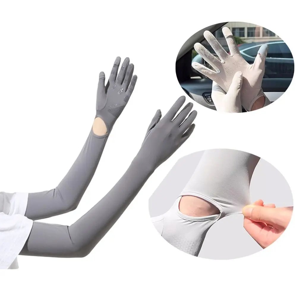 Breathable UV Protection Sun Protection Gloves Ice Silk Long Gloves Ice Silk Sleeve Touchscreen Bicycle Gloves Summer