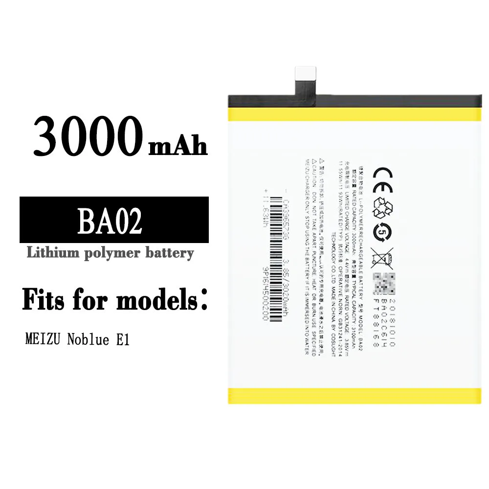 Nueva batería de alta calidad para MEIZU Noblue E1 BA02 3000mAh reemplazo interno