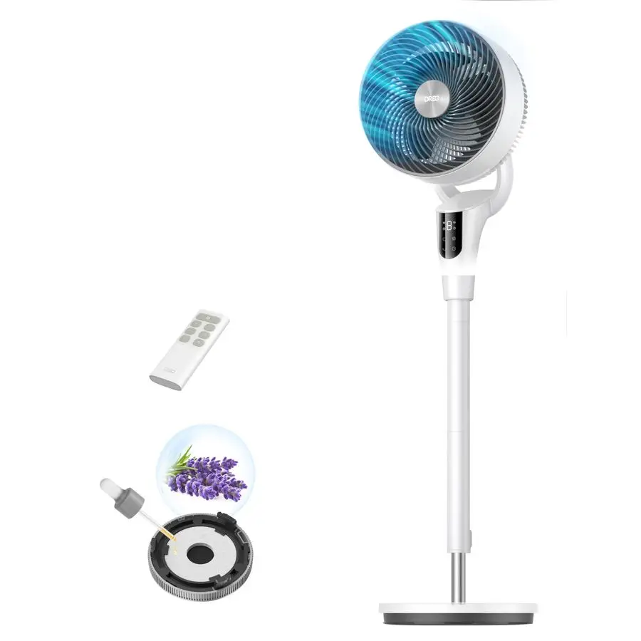 

Fan for Bedroom, 2026 Upgraded, 90ft Airflow, 20dB Quiet Fan, 90 Oscillating Standing Fan for Whole Room, DC Motor, 8H Speeds, 3