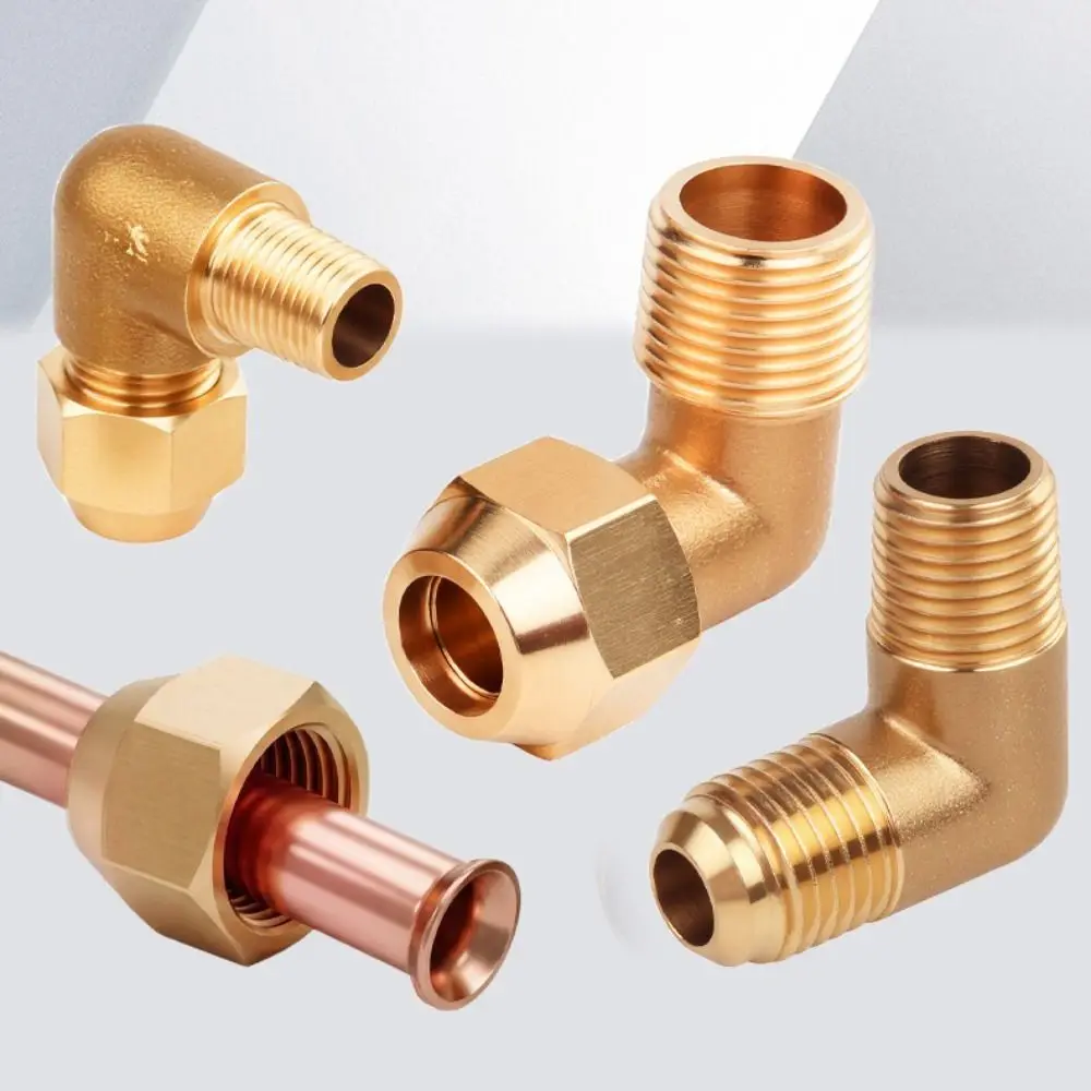 Easy Install Brass Flare Elbow 90 Degree Male Thread Brass Elbow Flare Seal Tube Elbow Refrigeration System