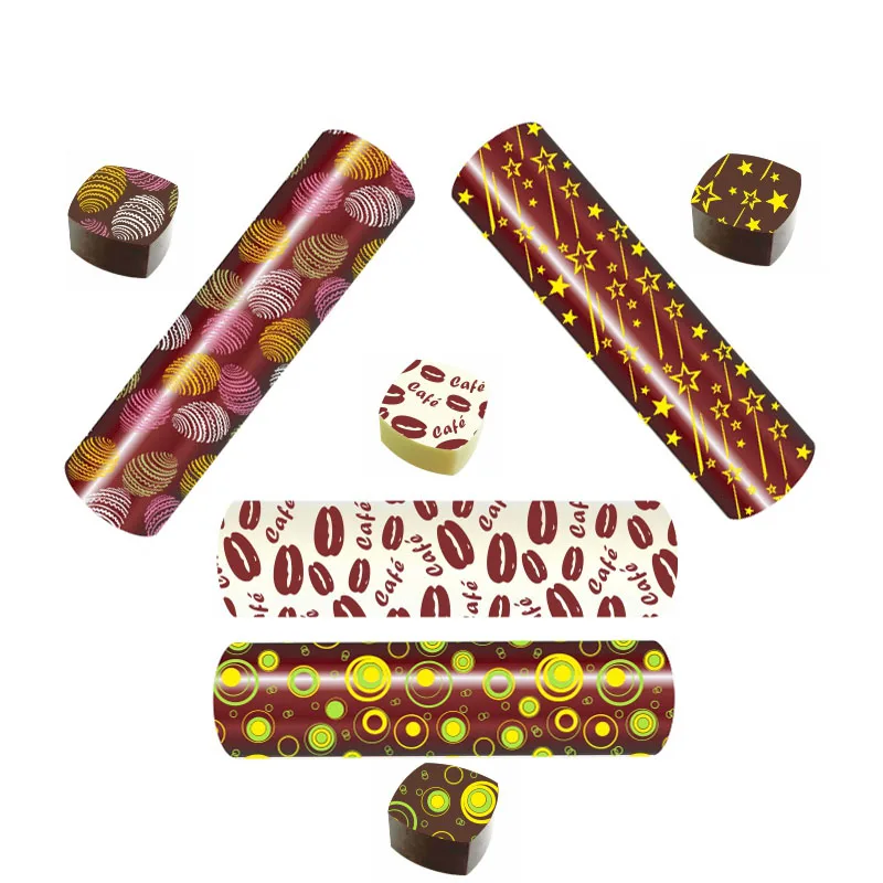 5 unids/bolsa de papel de transferencia de Chocolate, molde con patrón, impresión de notas musicales, decoración de pastel de burbujas, papel de arroz no glutinoso