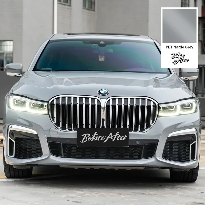 2025 Kustomisasi Pabrik Penjualan Terlaris 1.52X17M PET Liner Super Glossy Nardo Grey Vinyl Wrap