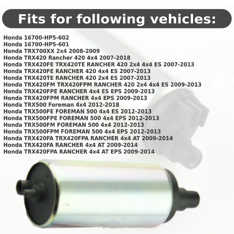 

Fuel Pump With Filter for Honda for TRX700XX 2x4 TRX420 Rancher 420 4x4 TRX420FE RANCHER ES 16700-HP5-602 16700-HP5-601