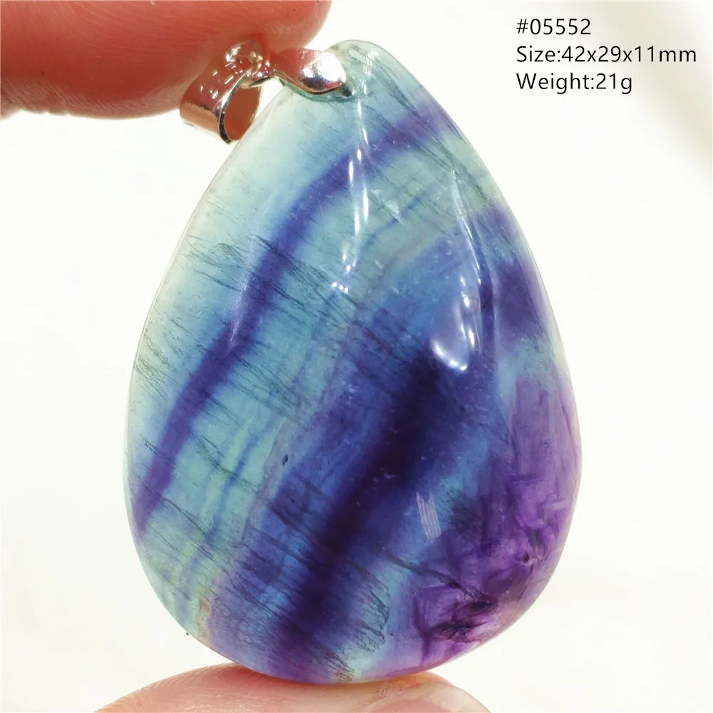 Natural Purple Blue Fluorite Quartz Pendant Necklace Jewelry Water Drop Blue Red Fluorite Crystal Rainbow For Woman Men AAAAA