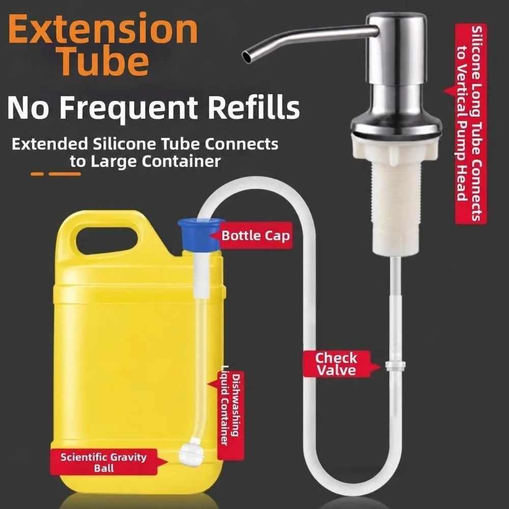 304 Stainless Steel Liquid Soap Dispenser Pump Extension Tube Heavy Duty Detergent Dispenser Easy Install Refillable