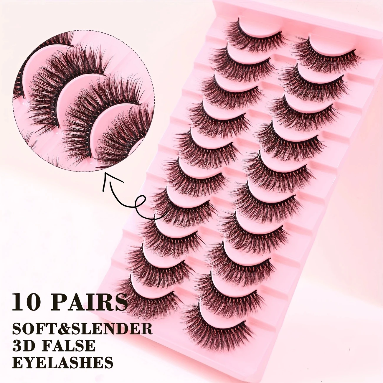 10 pares de pestañas postizas delicadas, pestañas ligeras y esponjosas, pestañas de imitación de ojo de gato, pestañas postizas naturales estilo Anime
