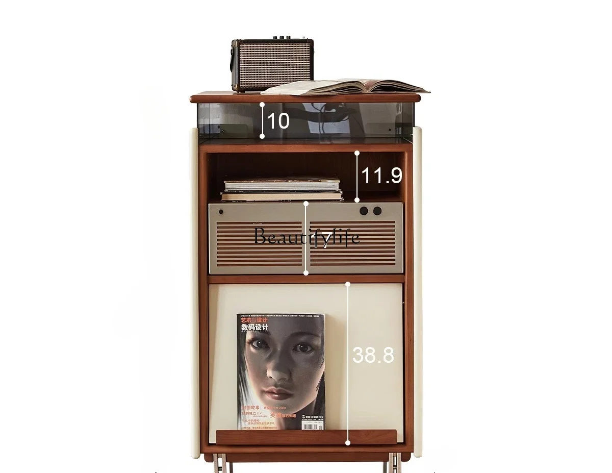 

LJY*Retro sofa side cabinet medium antique all solid wood cherry wood chest cabinet bedroom storage record table