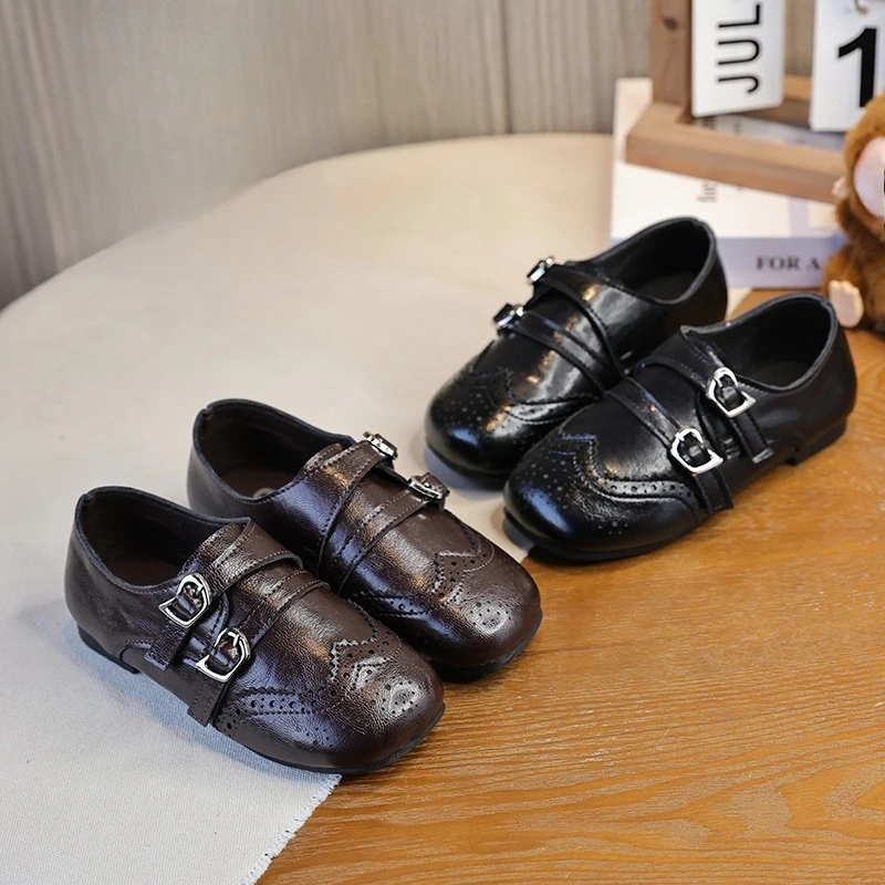 Artistic Style Children's Leather Shoes 2026 Spring New Arrival Unisex Korean Style Single Shoe Comfortable Loafers Forest Shoes