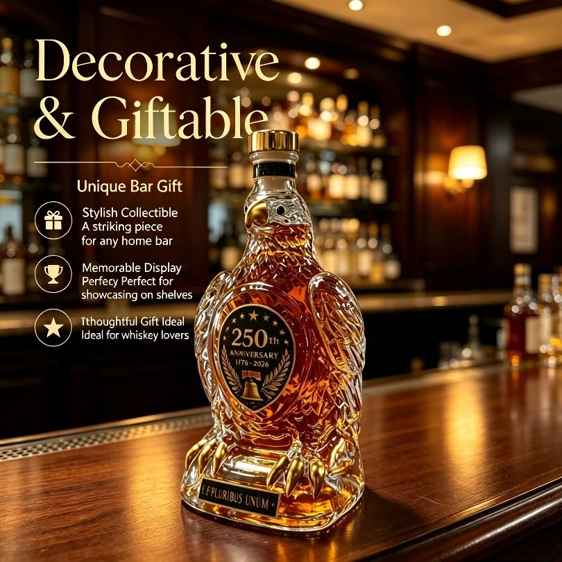 Creative Eagle Glass Whisky Decanter, Clear Liquor Wine Clear Liquor Wine Dispenser Bottle, Ornamental Bar Display & Gift Choice