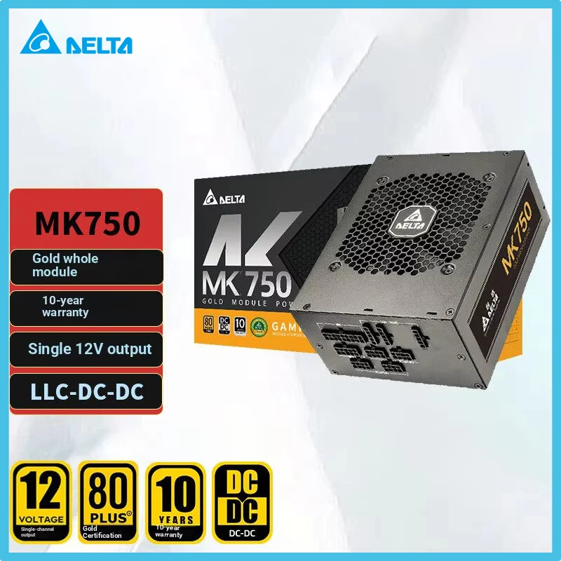 Delta (Delta) Rated 750W Power Supply Mk750 Gold Medal Full-Mode Desktop Computer Power Supply (Double 8Pin/Full Voltage/Gold Medal Full Module/Single 12V Output/Ten-Year Warranty)