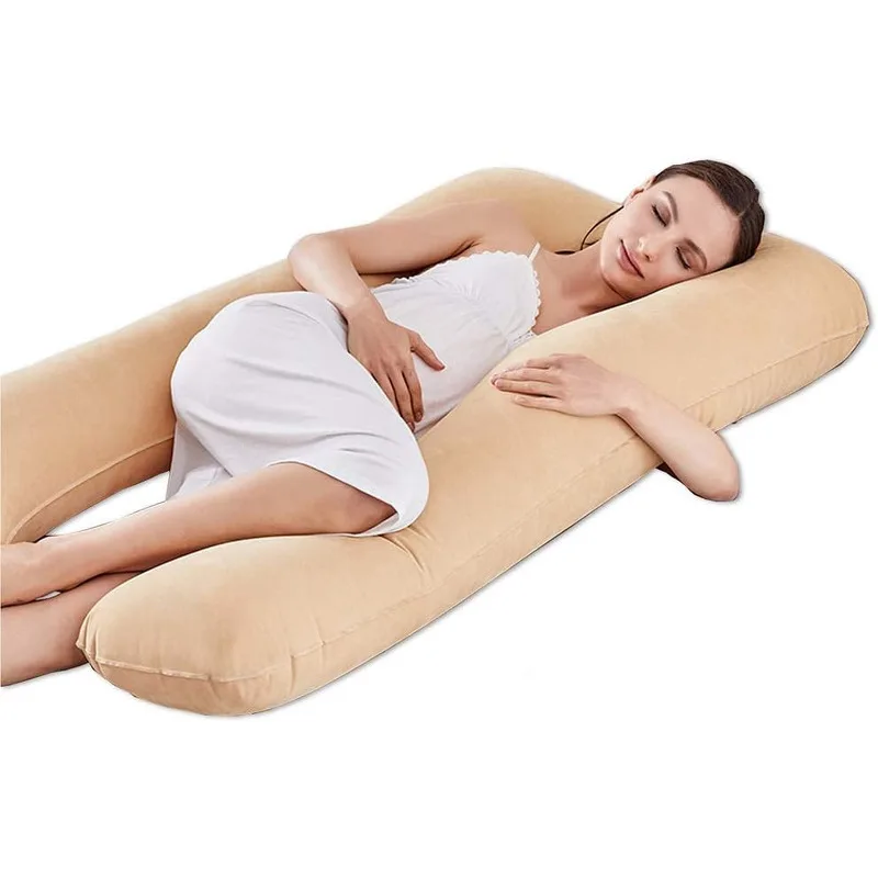 U-Shaped Maternity Inflatable Pillow Sleep Support For Pregnancy Side Sleepers Woman Pregnant Body Waist Protection Soft Cushion