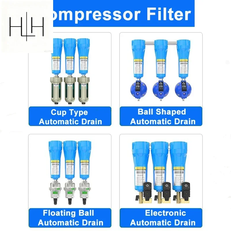 HLH Compressed Air Precision Filter Automatic Drainage QPS Air Compressor Oil Water Separator Air Pump Cold Dryer