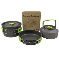 3pcs/Set  Ultra-light Aluminum Alloy Camping Cookware Utensils Outdoor Cooking Teapot Picnic Tableware Kettle Pot Frying Pan