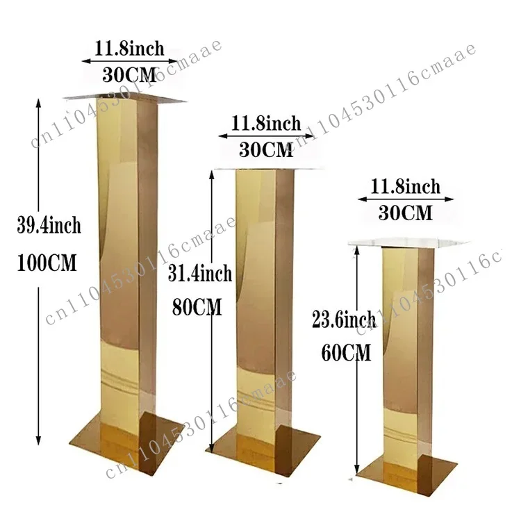 Wedding props Lu Yin Wedding Hall Wedding Hotel Gold Stainless Steel Dining Table Floral Decoration