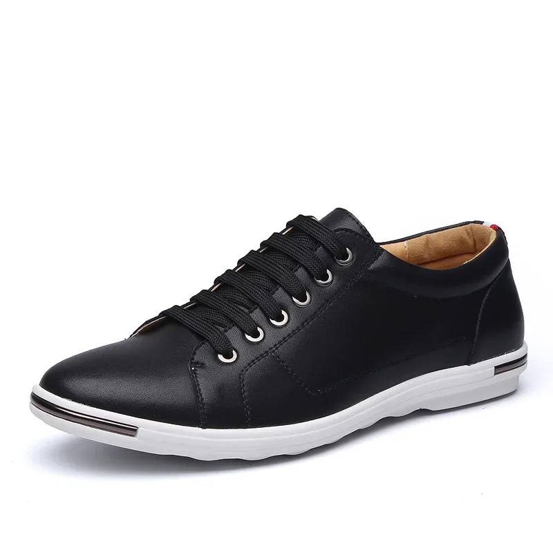 Men's Leather Shoes Leather PU White Sneakers Simple Designer Men's Shoes Breathable Classic Lace Up Sneakers 2024 Plus Size 48