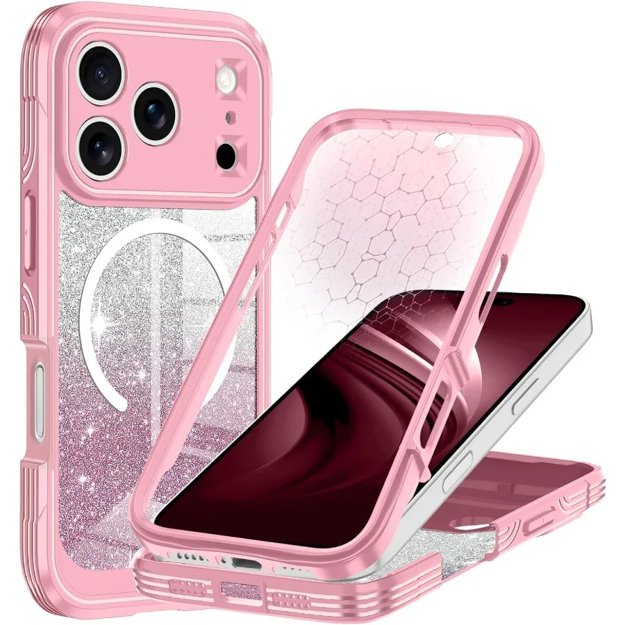 

For iPhone 17 Pro Max Case Compatible with Magsafe with Built-in Tempered Glass Screen Protector and Camera Lens Protecto