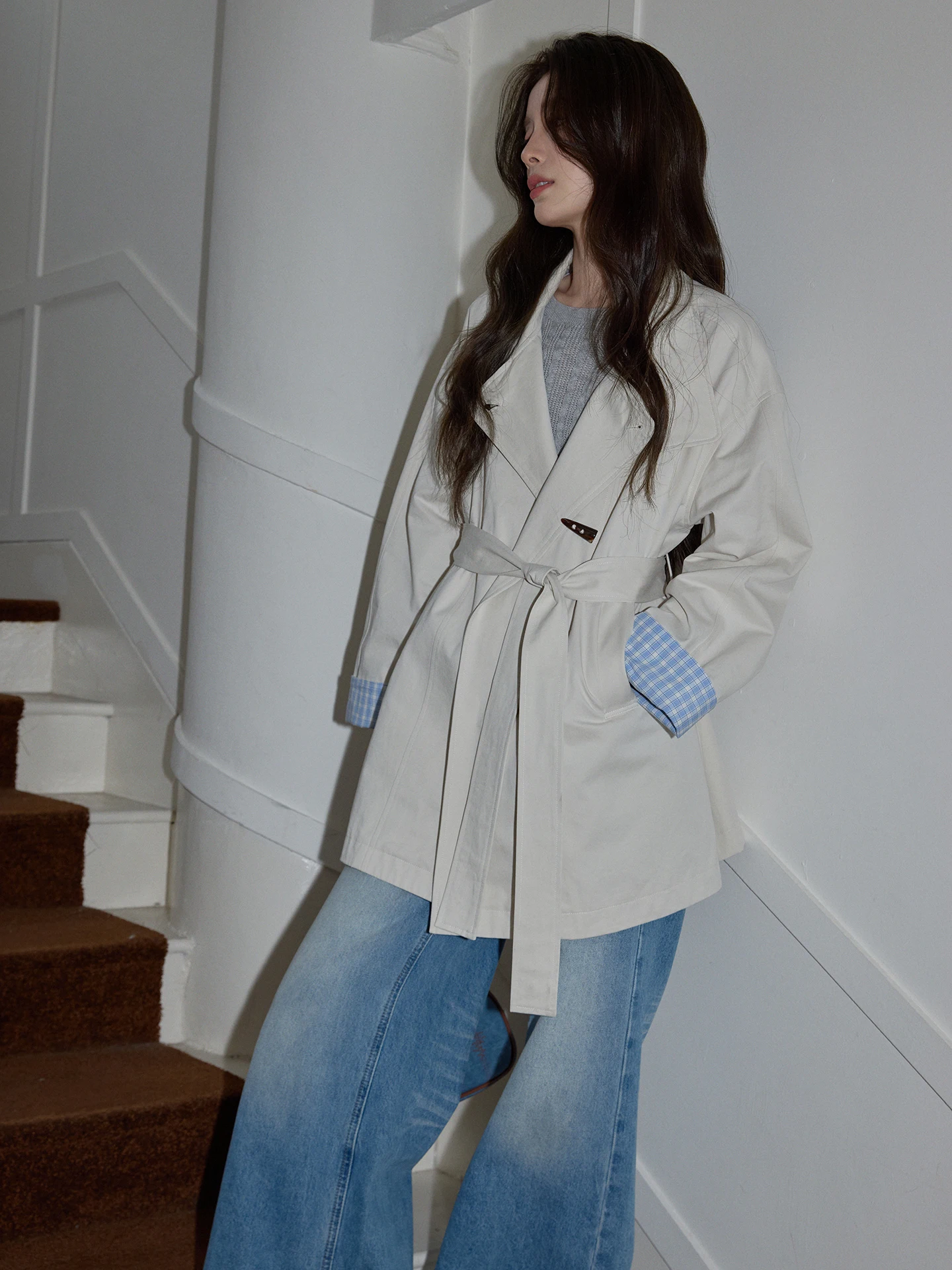 

Повседневная женская ветровка с длинными рукавами: высококачественная верхняя одежда в корейском стиле из хлопка для города