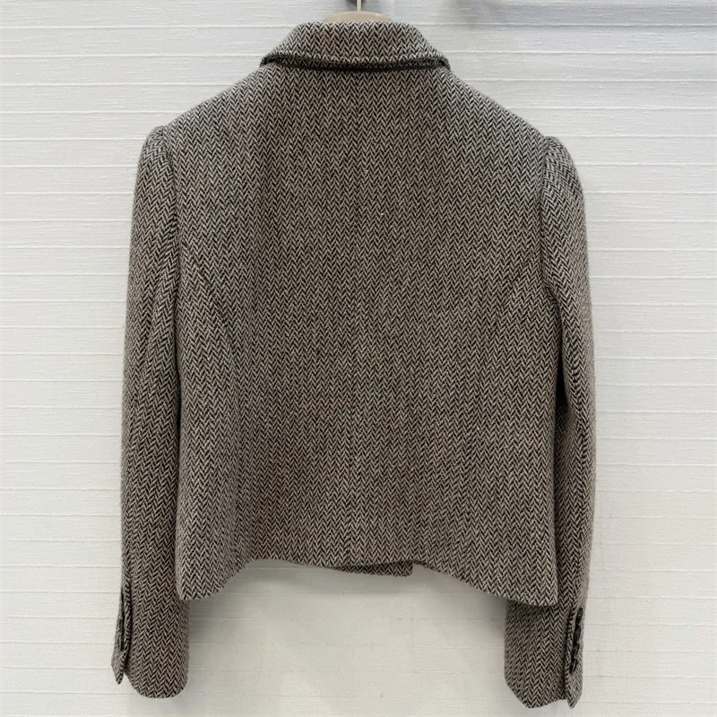 women's jacket 2026 winter new single breasted slim fit women's suit jacket Wool blend short women's coat y2k women's outerwear