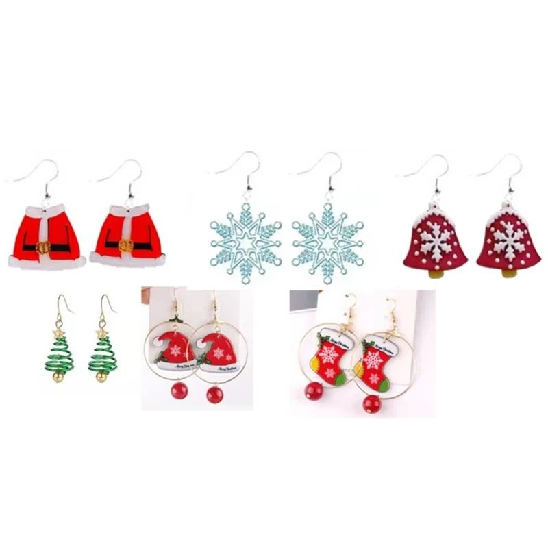 8Pcs Christmas Earrings Silicone Resin Epoxy Mold Jewelry Casting DIY Craft