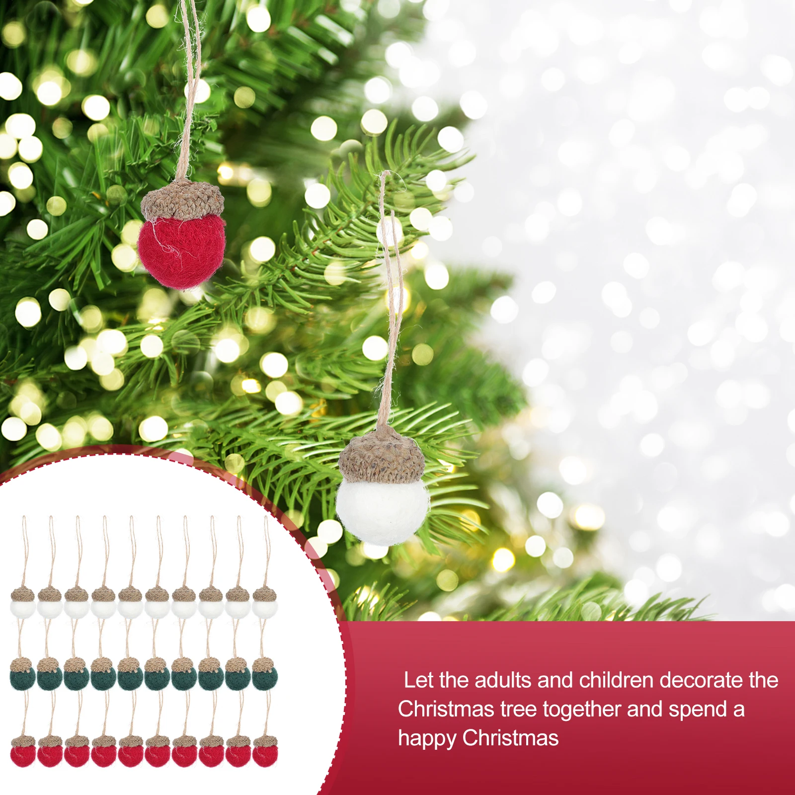 

30pcs Woolen Felt Acorn Decorations Christmas Simulation Fireplace Wall Hanging Adornment Xmas Tree Pendant Festival Home Autumn