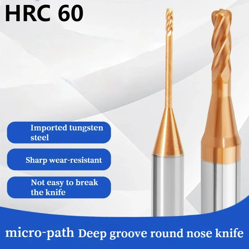 HRC60 micro-pathDeep Groove รอบจมูกมีด R1 1.5/2 3 มุมรัศมีเครื่องบด CNC R Niu Niu เครื่องตัดทังสเตนคาร์ไบด์เหล็ก