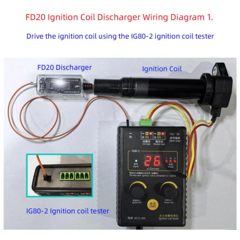 FD20 Ignition Coil Discharger Insulation Leakage Tester for Cars Motorcycles Trucks