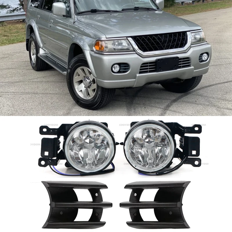 Para mitsubishi montero pajero shogun sport 1999-2008 amortecedor dianteiro luz de nevoeiro capa grade nevoeiro lâmpada luz de condução acessórios do carro