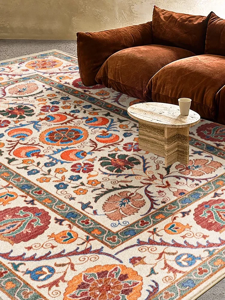 Vintage Turkey Style Carpet Living Room Ins Persian Sofa Area Rugs Home American Floral Ethnic Bedroom Rug Bedside Blanket Floor