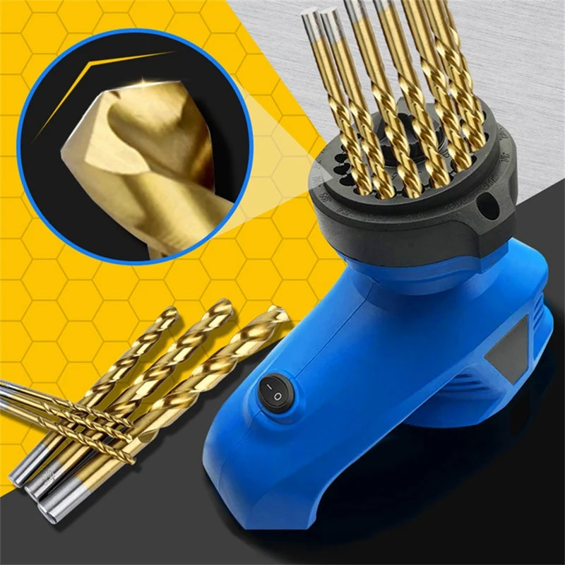 FYBL Power Drill Bit Sharpener, 3-12mm 19 Grinding Holes Twist Bits Sharpener, 1350rpm Durable Power Tools EU Plug for DIY