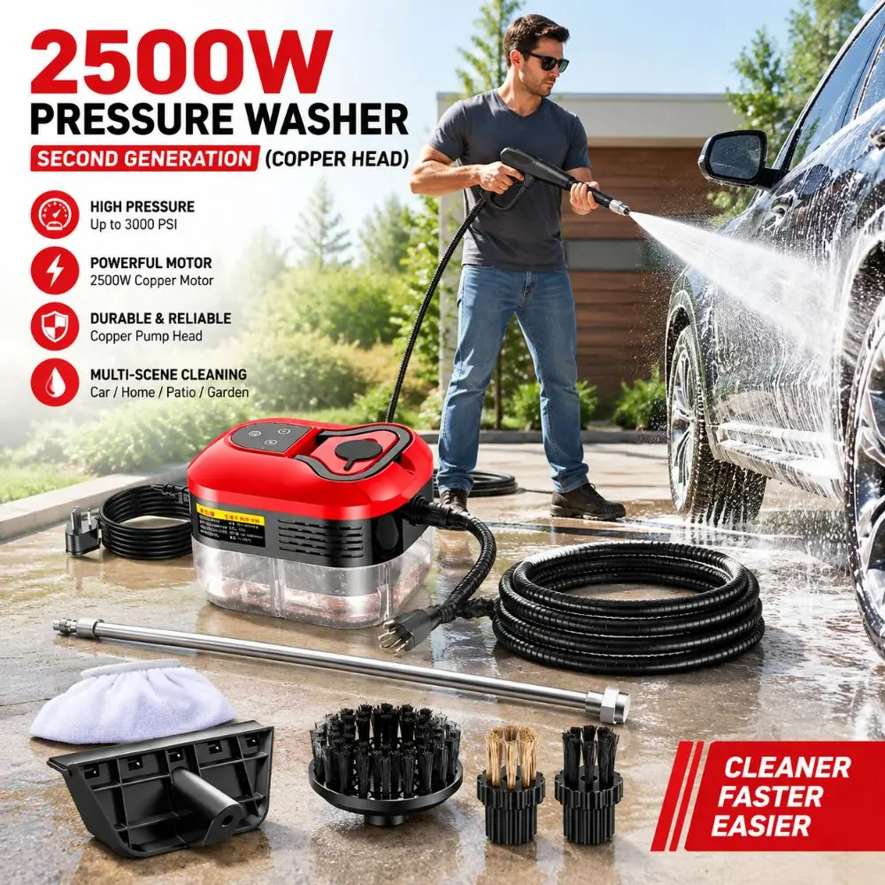 Compact Plastic Steam Cleaner Red High Pressure Steam Cleaning Machine Portable High Temp High Temp Steam Machine Deep Cleaning