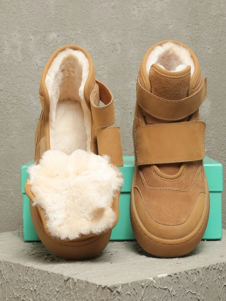 Outdoor Cold‑resistant Men Snow Boots Warm Wool Comfortable High‑top Cotton Shoes Winter Thick‑sole Non‑slip Hiking Ankle Boots