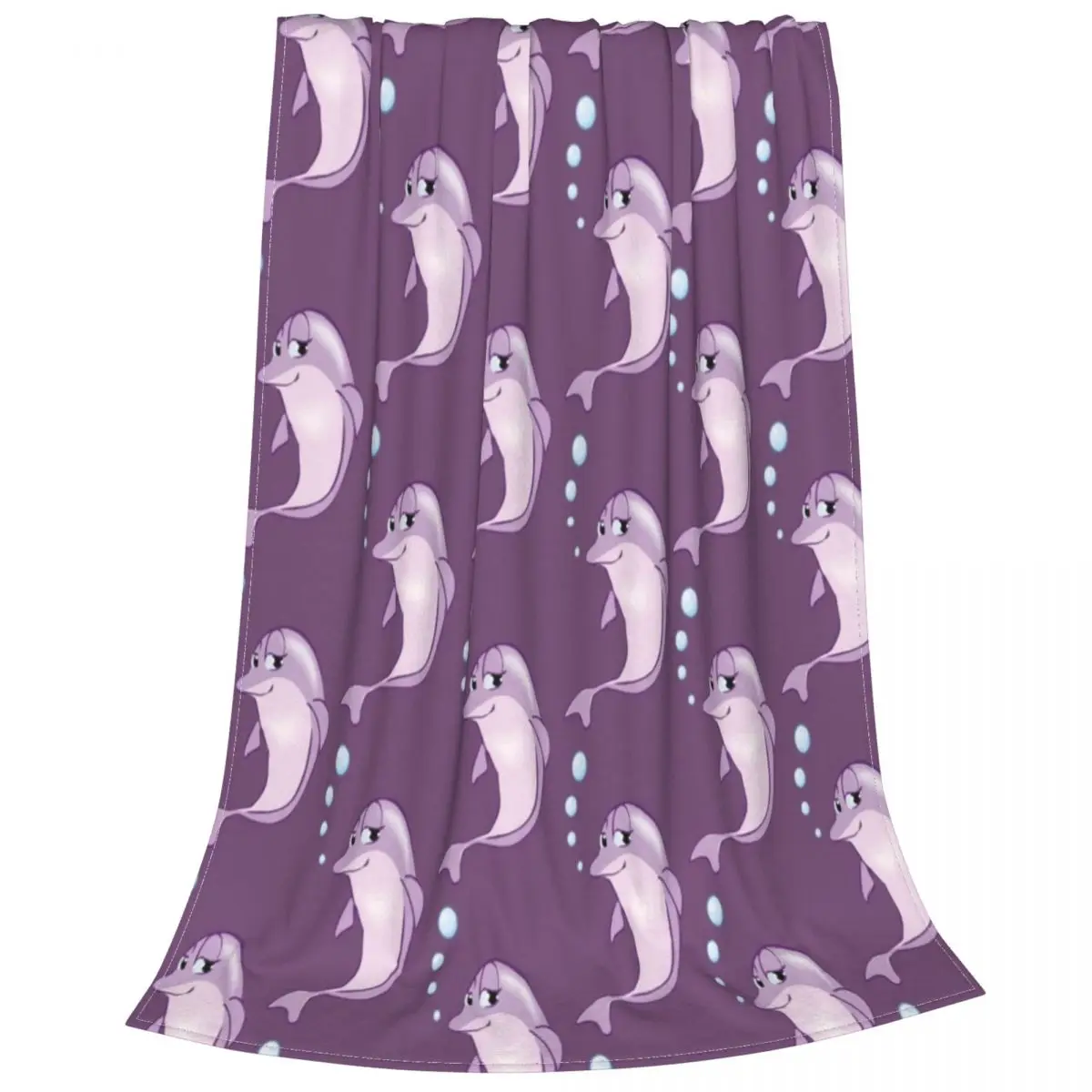 Cute Purple Dolphin Blanket Coral Fleece Plush Spring/Autumn Marine Portable Super Warm Throw Blanket for Bedding Bedroom Quilt