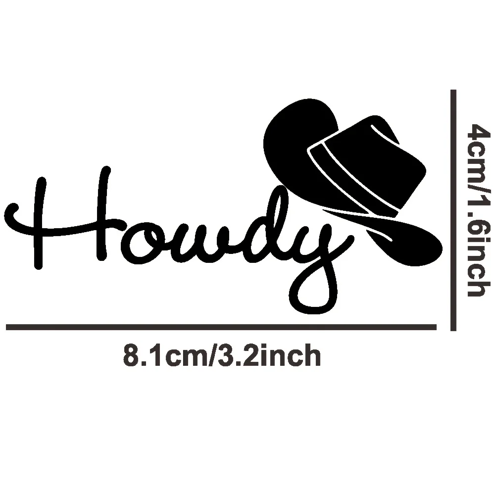 Hello Cowboy Sticker Cartoon Geometric Vinyl Decal Car Rearview Mirror Glossy Waterproof Fantasy Decor