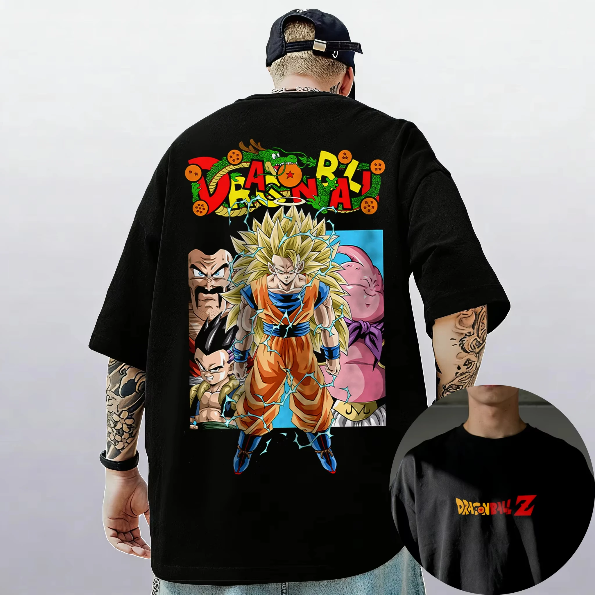 

2026 new Dragon Ball Z Boys' and Girls' Sun Wukong & Bejita Print Pure Cotton Children's Clothing - Fun Short-Sleeved T-Shirts