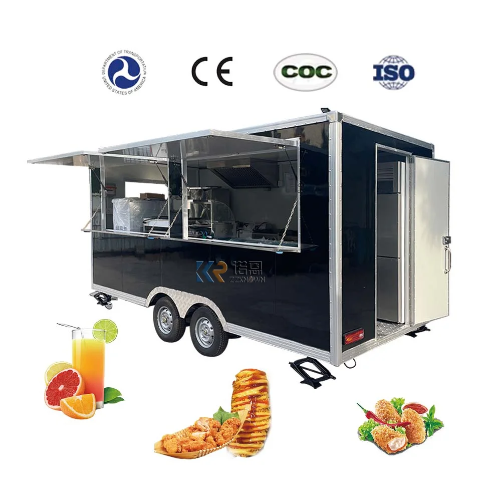 New Catering Food Trailer Prossing And Vending Snack Ice Cream Bubble Tea Waffle Maker Food Cart For Sale