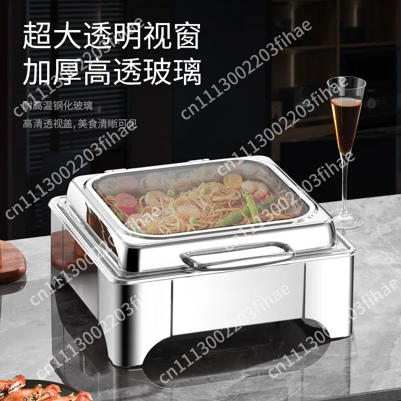 9L Stainless Steel Chafing Dish Visible Flip‑Top Buffet Warmer Alcohol Heater For Breakfast Catering Service Use